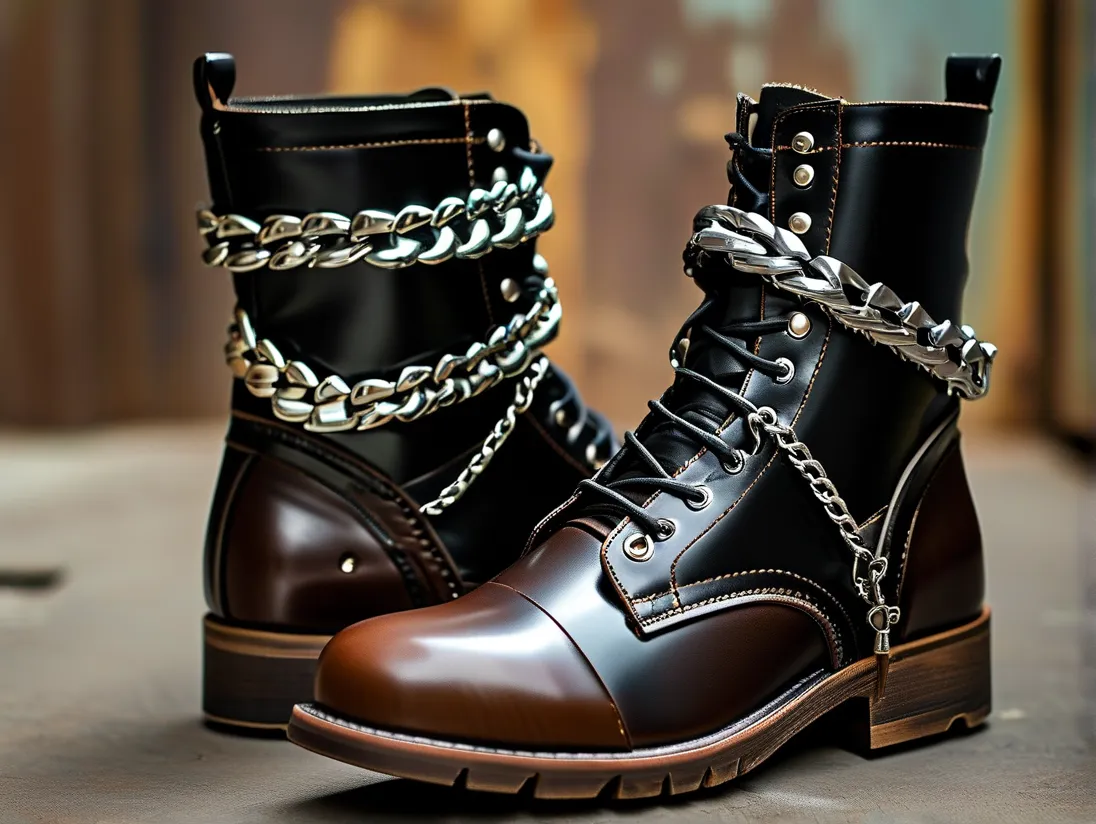 Biker Boots with Chains | Edgy Leather Motorcycle Riding Footwear