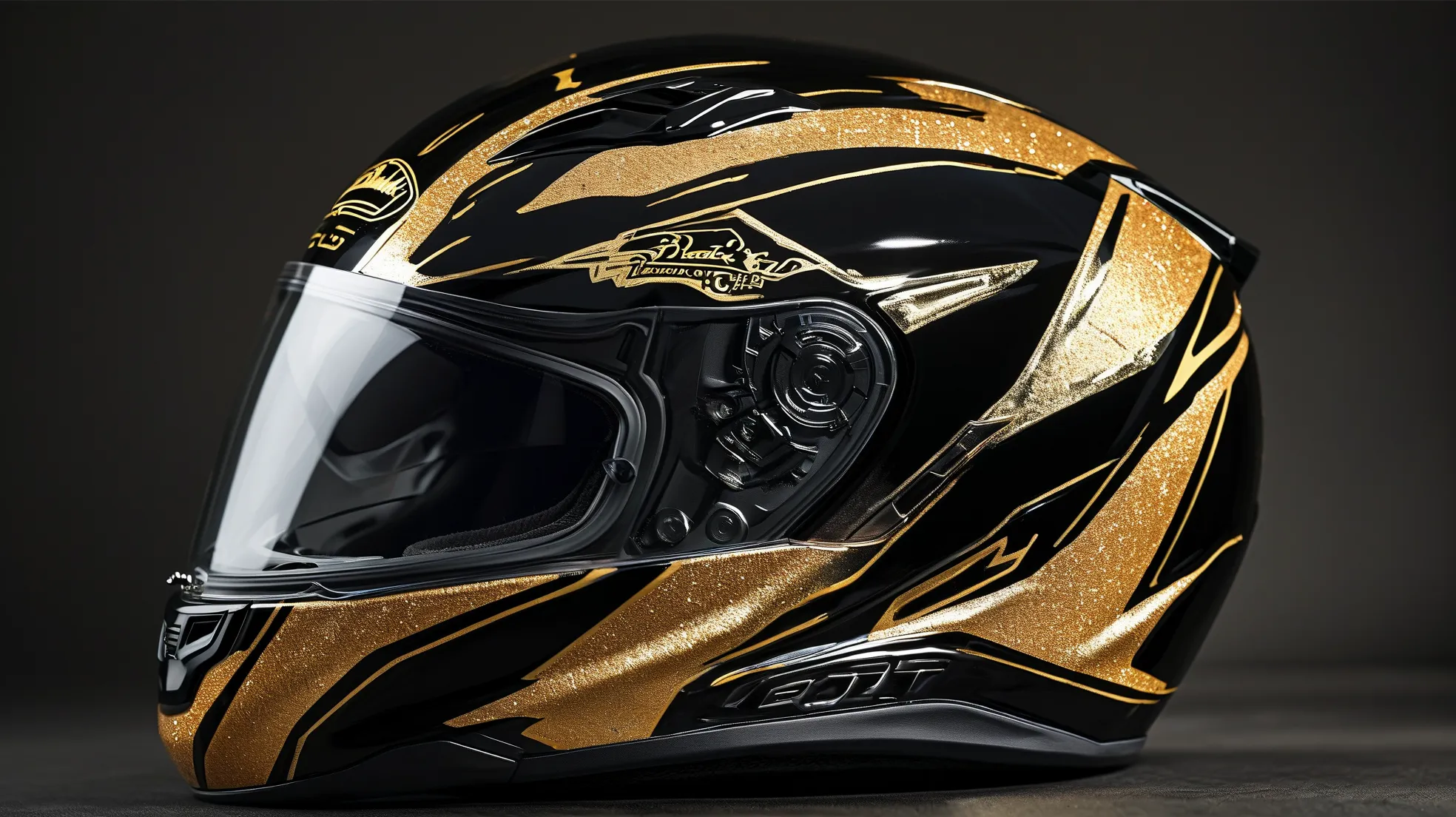 Black & Gold Motorbike Helmet - DOT Certified Lightweight Safety Gear